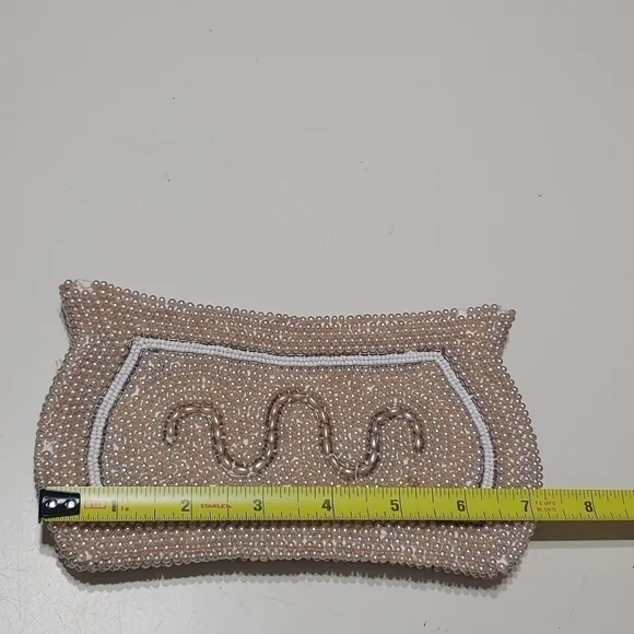 Vintage Pearl Clutch Wristlet Wedding Purse Beaded Handbag - Picture 4 of 5